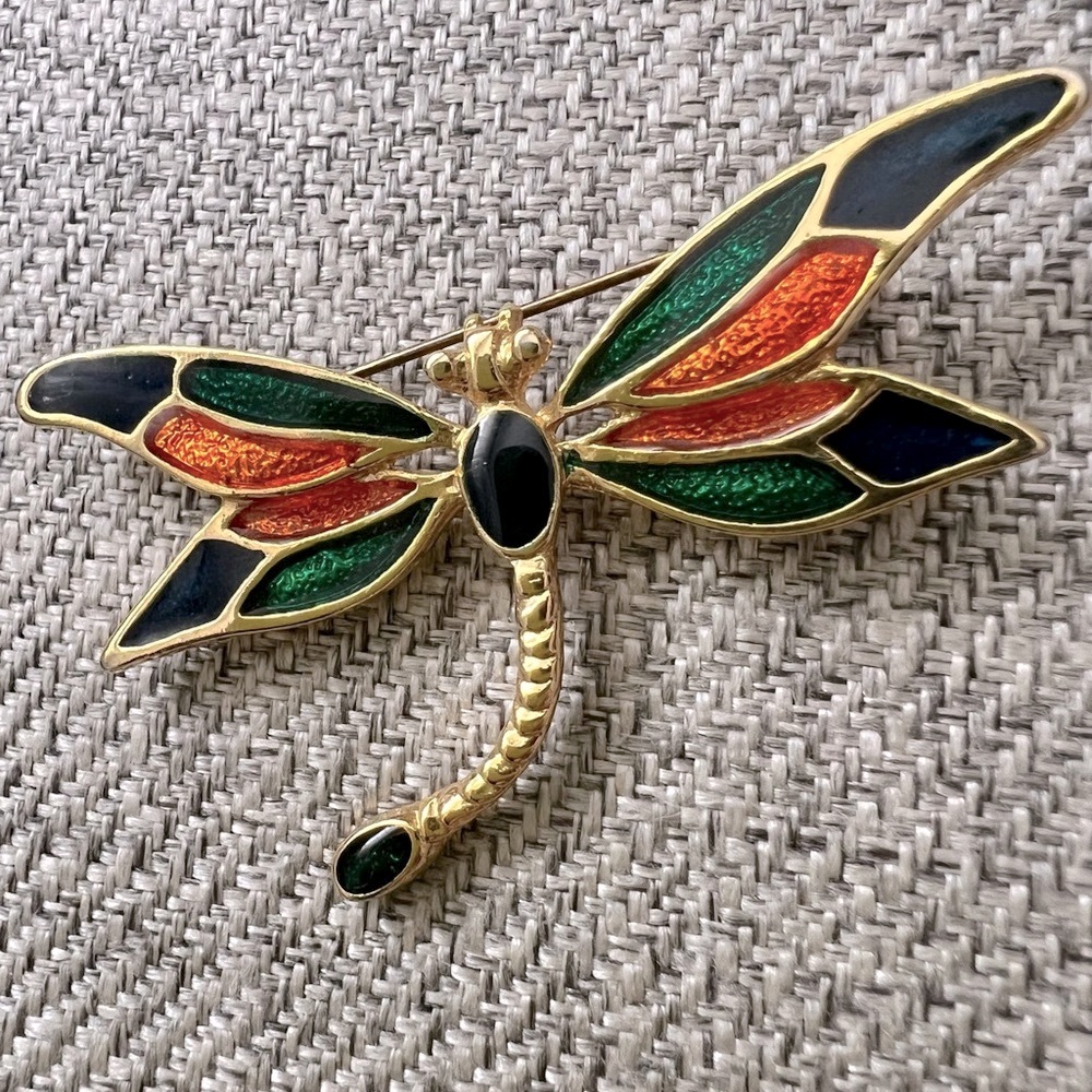 Radient Dragonfly Cloisonné Brooch